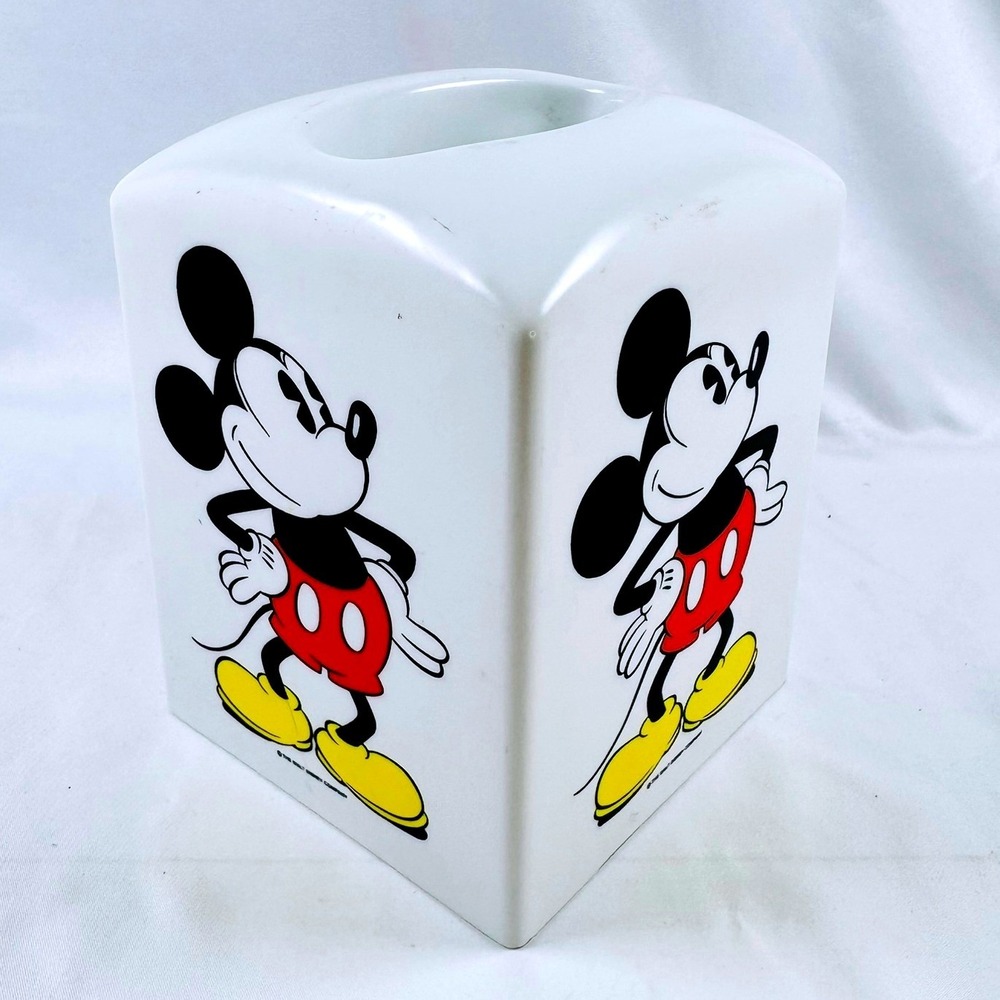 VTG Disney Mickey Mouse Plastic Tissue Box Cover Square Classic Retro 90s CUTE